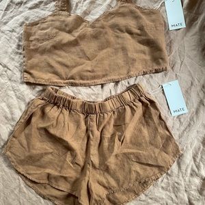 NWT Mate the label Sedona linen short & crop top S